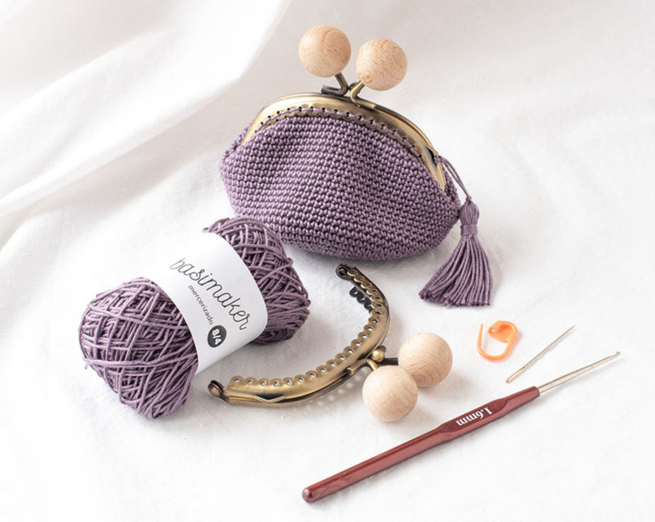 Kit de crochet para hacer el monedero BASIC con boquilla redonda de 8.5cm, nivel FÁCIL