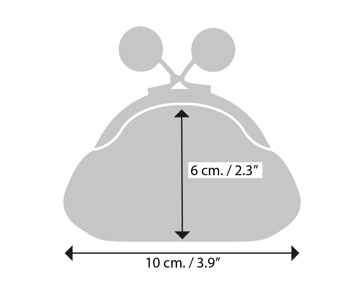 esquema de monedero con boquilla redonda con sus acotaciones de medida