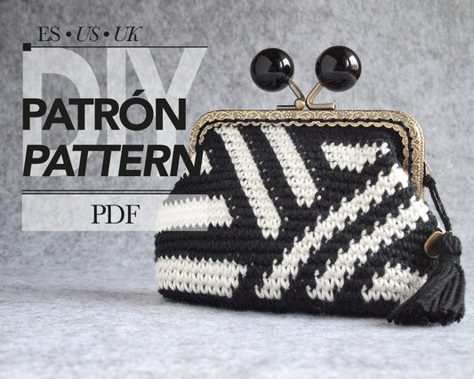 EBONY & IVORY purse pattern. Rectangular base, 10.5cm frame.